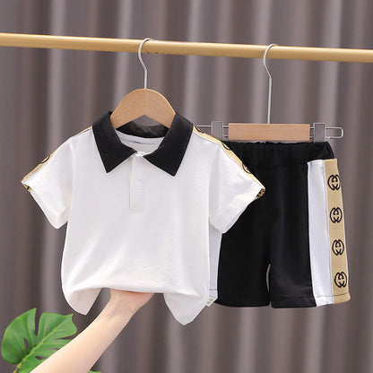 Baby Boy Summer T-Shirt With Shorts Set – White