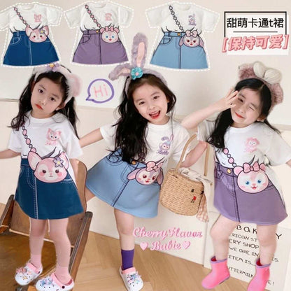 Girls' Casual One-Piece Dress – Light Blue