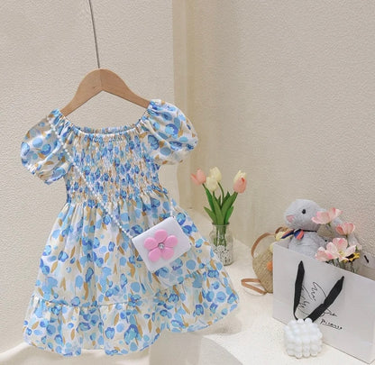 Baby Girl Summer Dress With Bag – Blue