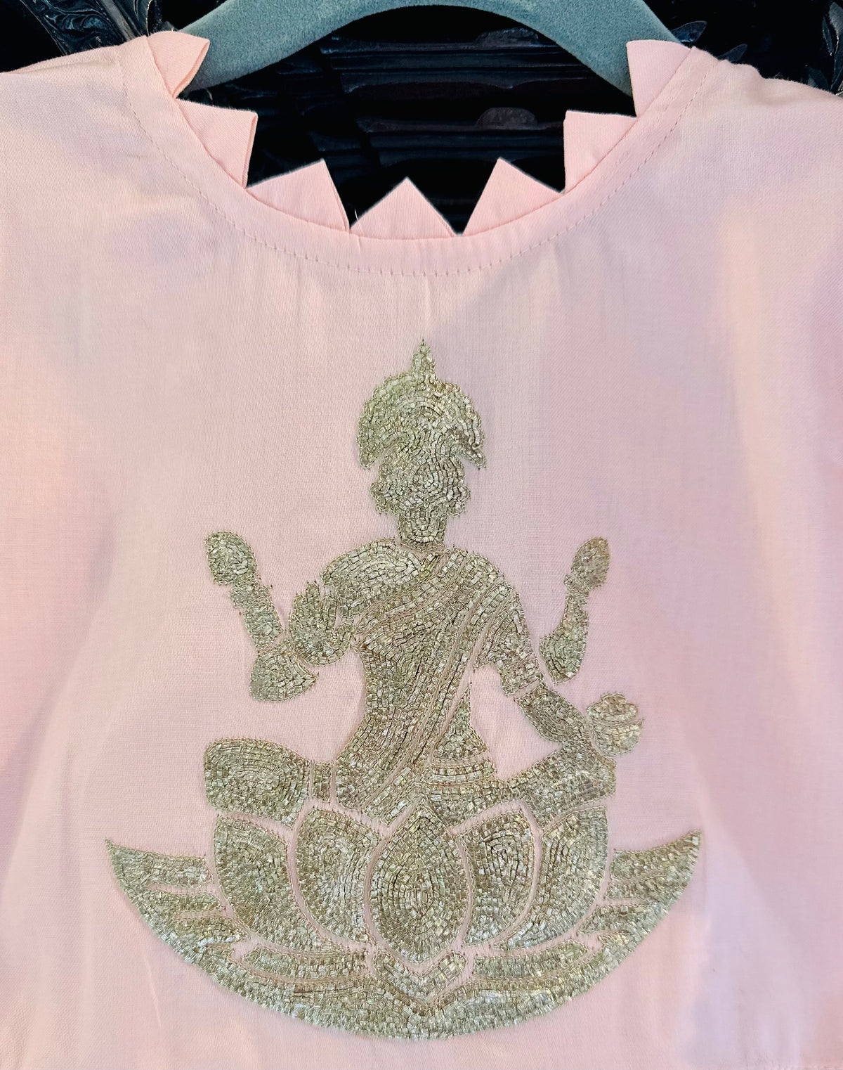 Kamala Devi Embroidered Lehenga Set for Girls - Peach