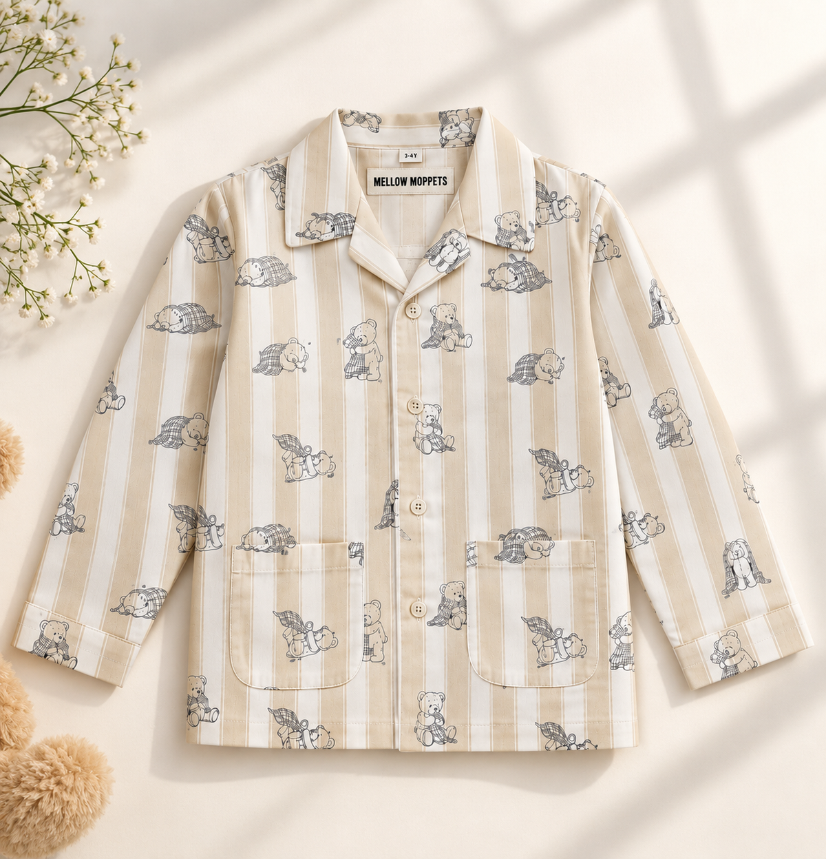 Bear Hugs & Snoozes Kids Cotton Night Suit