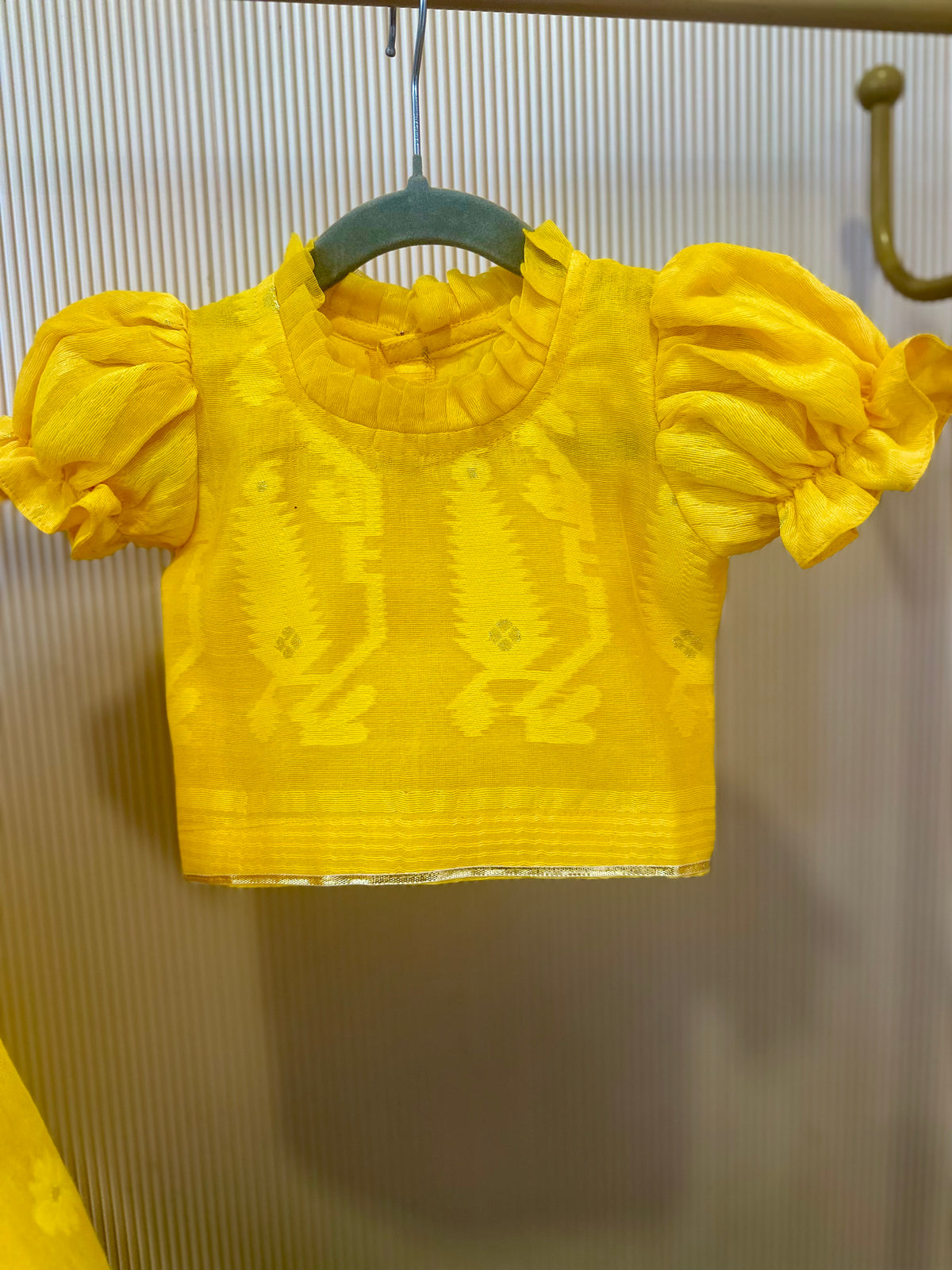 Basanti Dhakai Cotton Lehenga Set for Girls