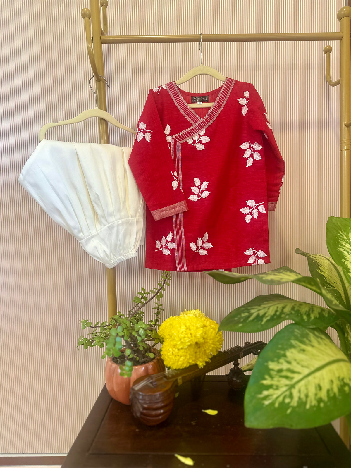 Laal Patta Angarakha Kurta Set for Boys