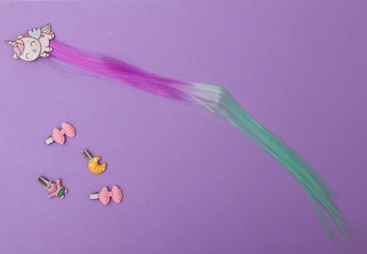 iLearnNGrow Mini Unicorn Hair Extension – Colorful Clip‑On Hair Accessory for Kids