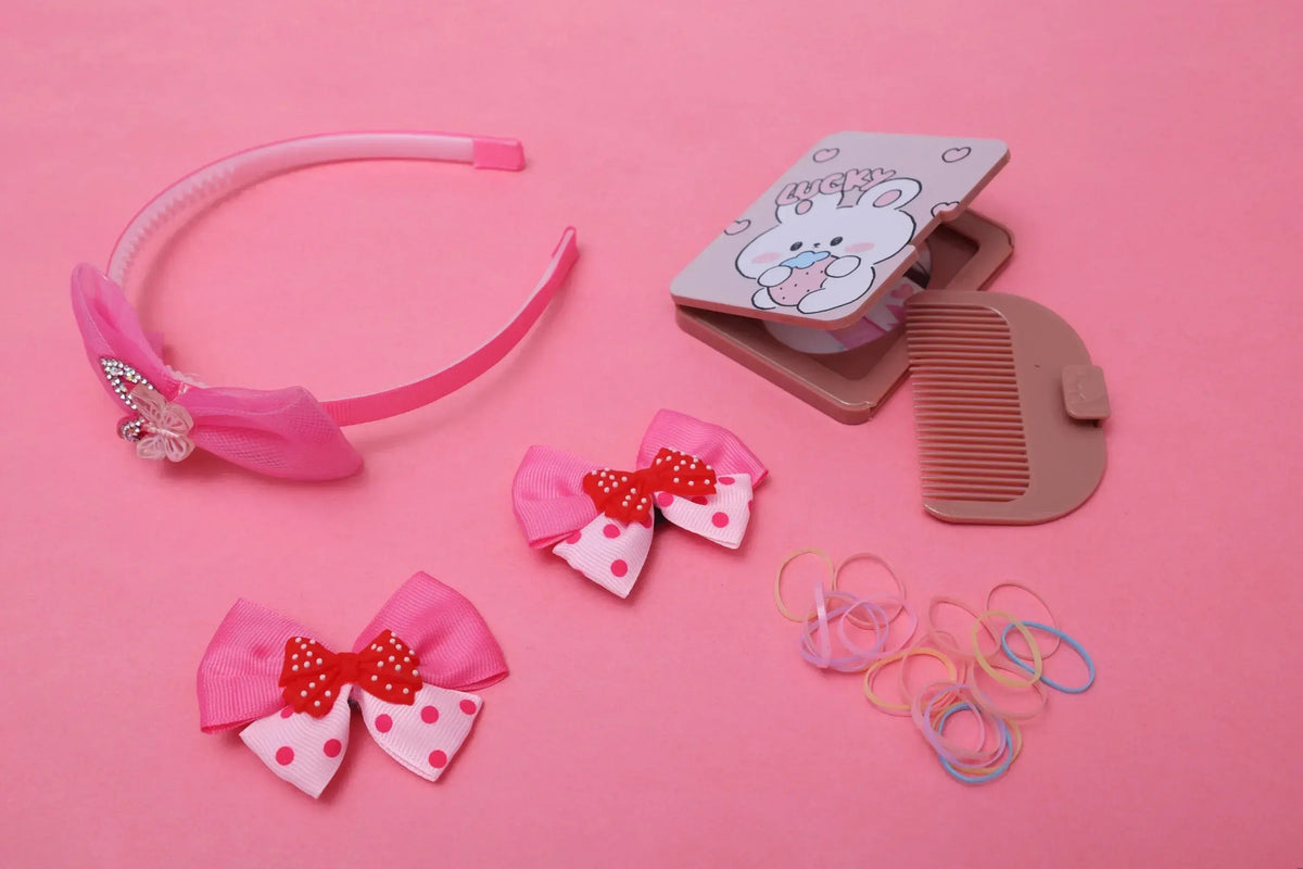 iLearnNGrow Bow Hair Accessories Set (Pastel Pink)