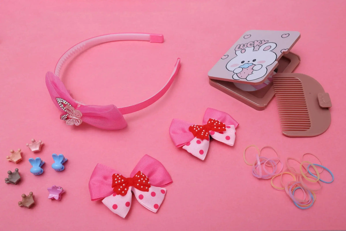 iLearnNGrow Bow Hair Accessories Set (Pastel Pink)