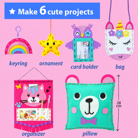 iLearnNGrow DIY Sewing Kit for Kids – 6 Fun Crafts & Plush Projects