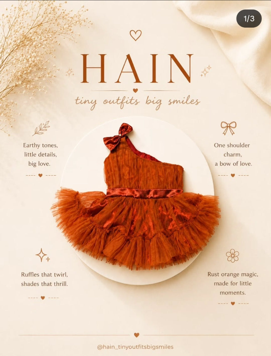 Rust Orange One-Shoulder Tulle Dress