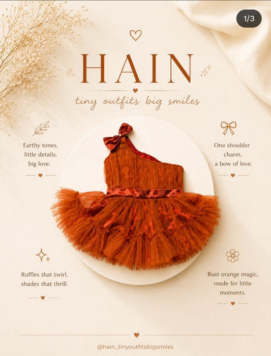 Rust Orange One-Shoulder Tulle Dress