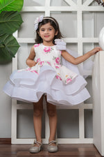 Flared Dress With A Shoulder Bow in Pink by Jingle Bells for girls