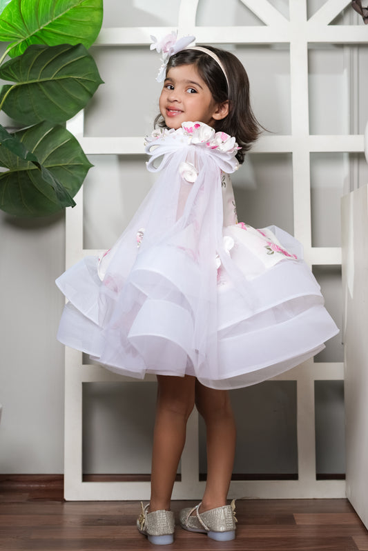 Flared Dress With A Shoulder Bow