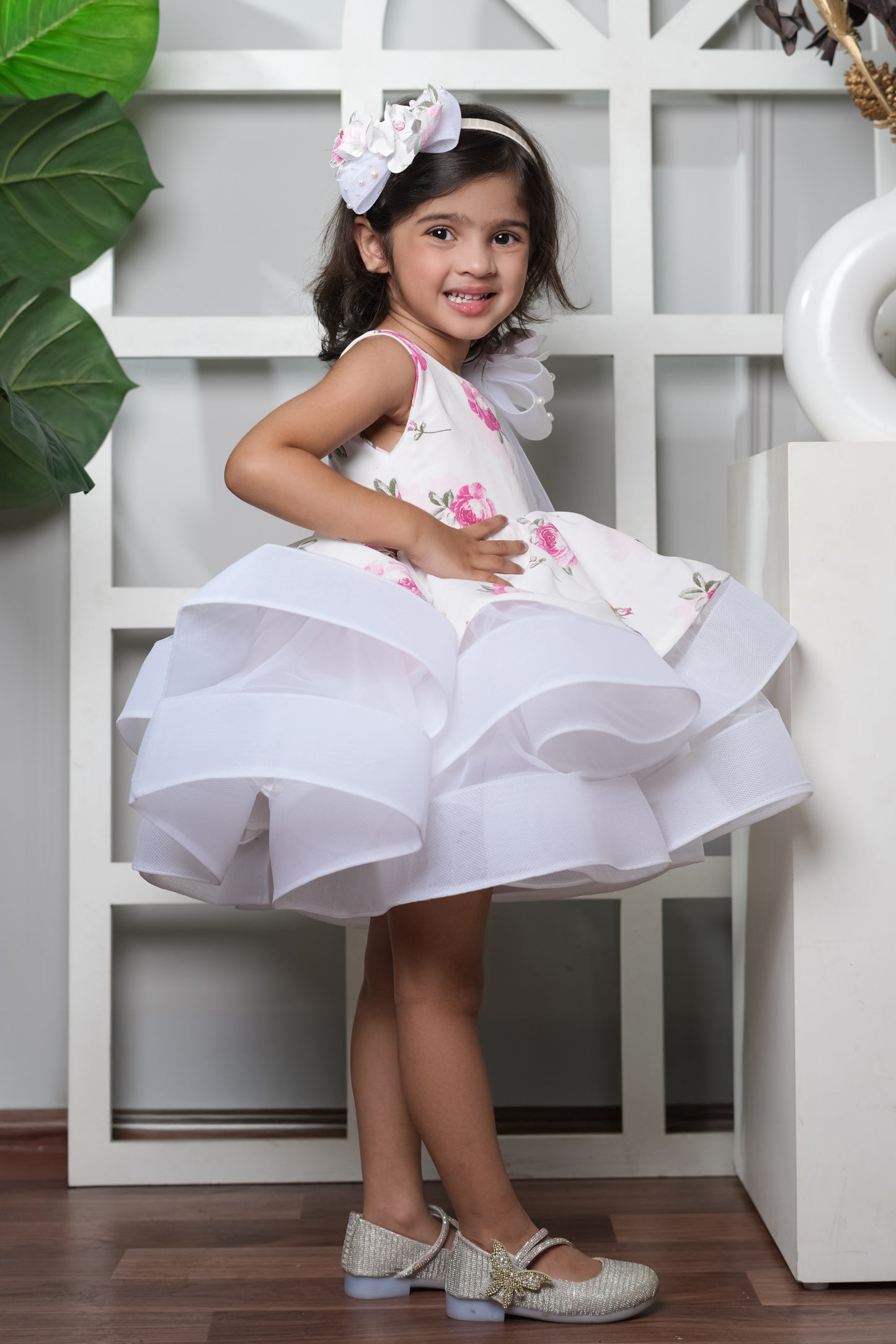 Flared Dress With A Shoulder Bow