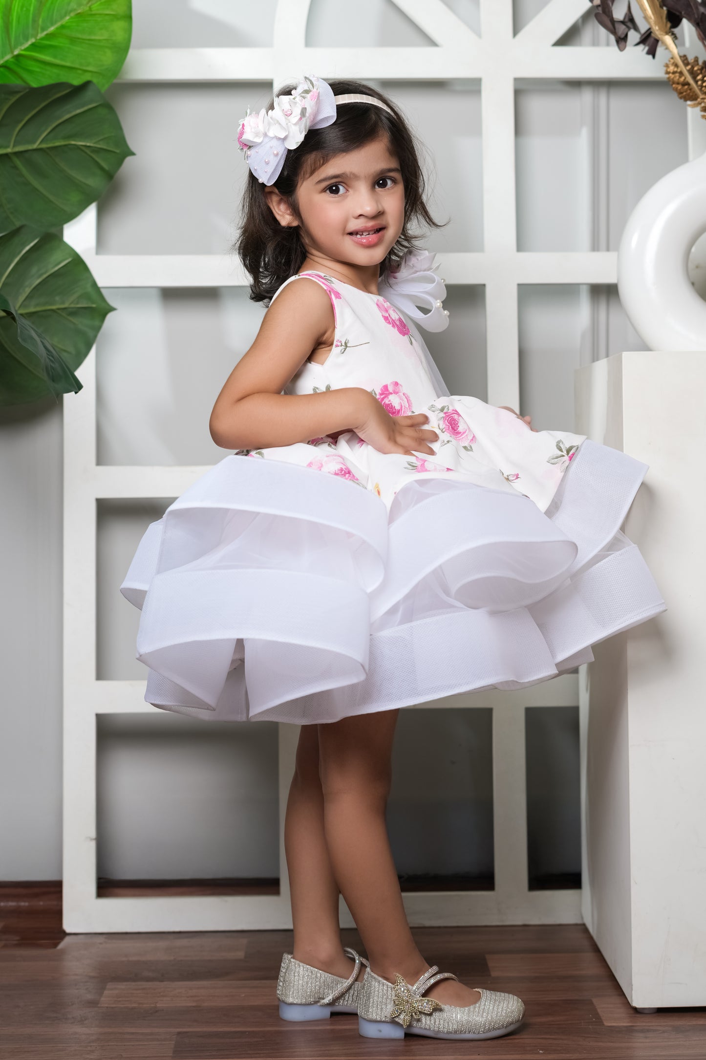 Flared Dress With A Shoulder Bow