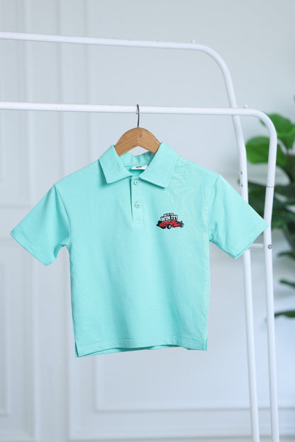 JORDON Bamboo Polo T-Shirt – Race Car Detail Boys Polo Tee