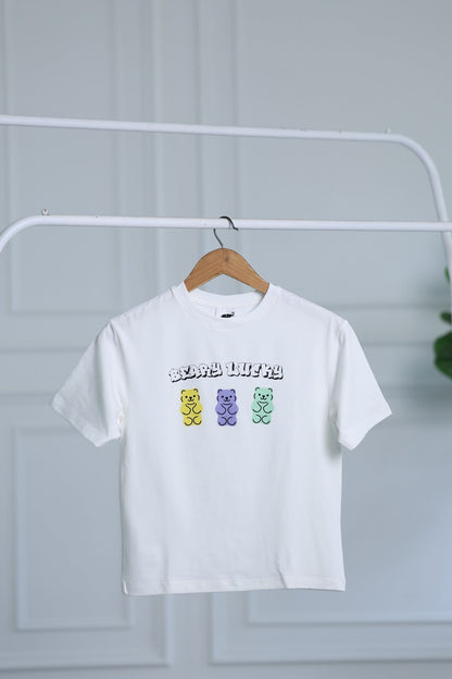 KYLE Bamboo Graphic T-Shirt – Berry Lucky Bear Print Kids T-Shirt