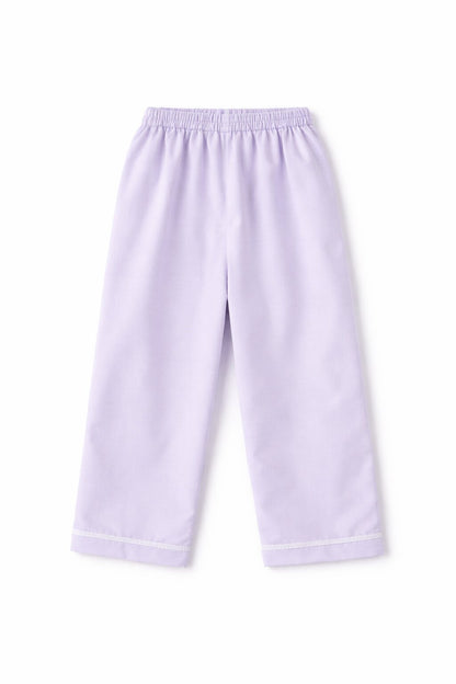 Lavender Cotton Co-ord Set with Lace Collar | Shirt & Pants Outfit
