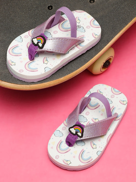 Premium Rainbow V-Shape Flip-Flops - Purple