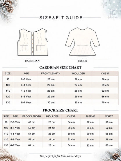 Brown Kitty Knitted Vest & White-Ivory Ruffle Frock Set