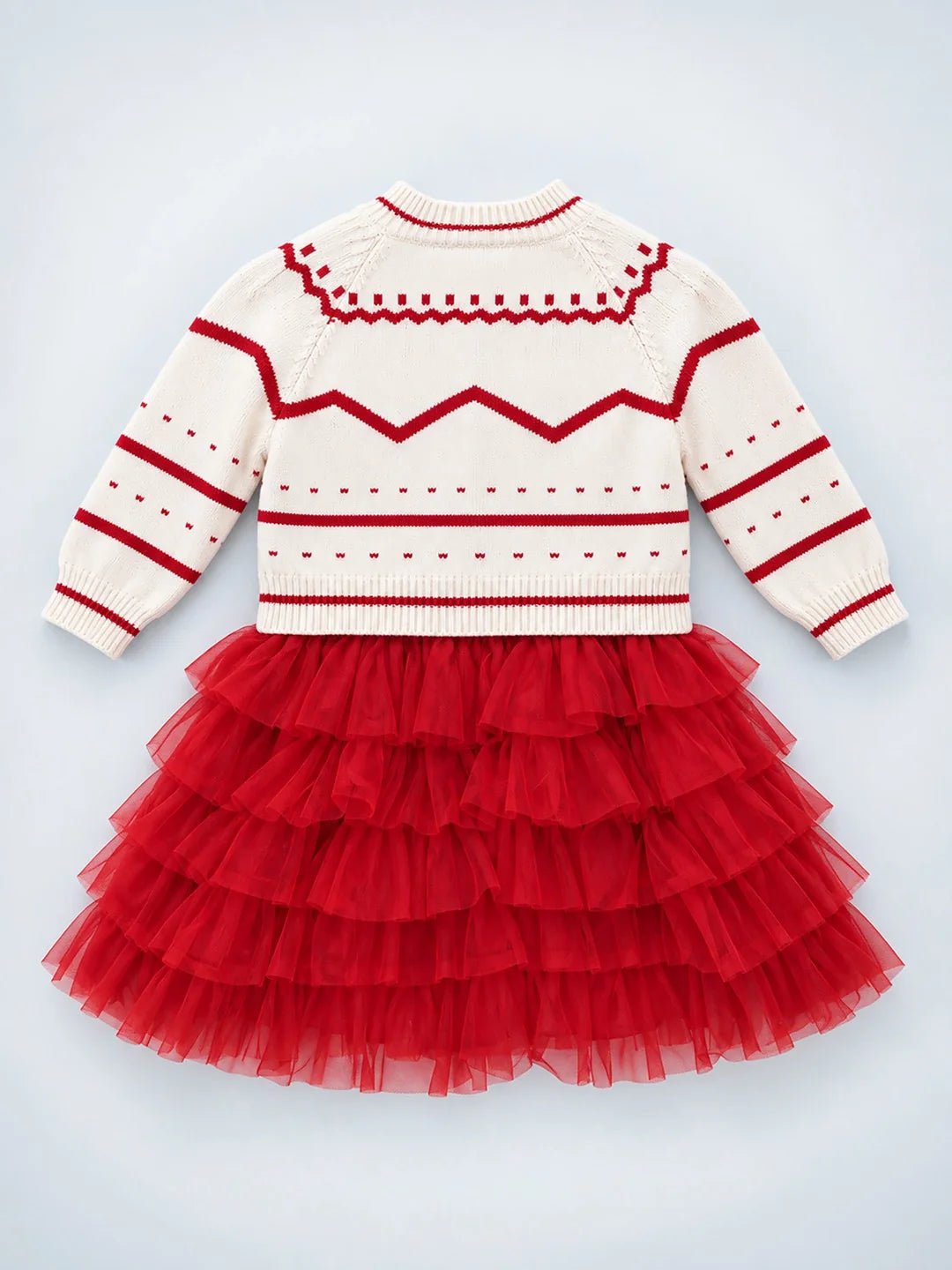 White Strawberry Cardigan & White-Red Ruffle Frock Set