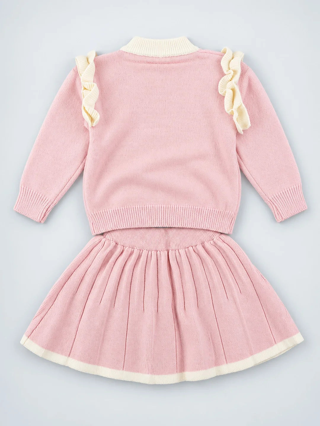 Peach Bunny Sweater & Pleated Skirt Set