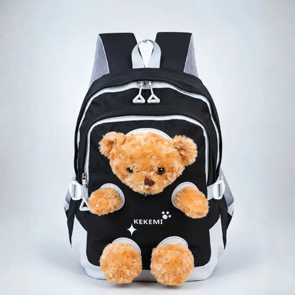 Black & Brown Teddy Toddler Backpack with Removable Soft Toy for Nursery & Playgroup