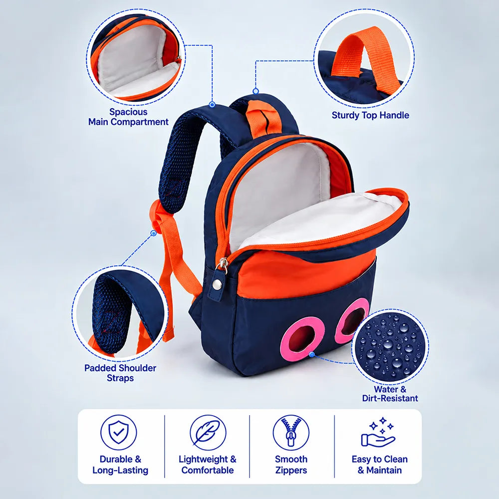 Black & Red Tiger Toddler Backpack with Removable Soft Toy for Nursery & Playgroup
