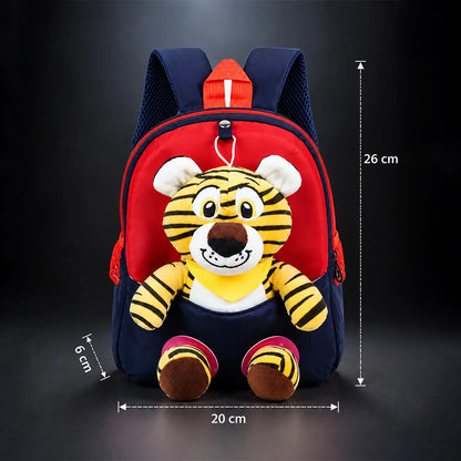 Black & Red Tiger Toddler Backpack with Removable Soft Toy for Nursery & Playgroup