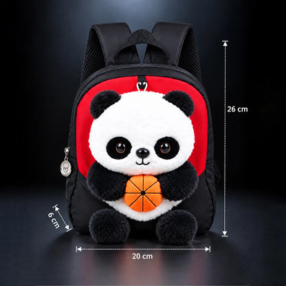 Black & Red Panda Toddler Backpack with Removable Soft Toy for Nursery & Playgroup