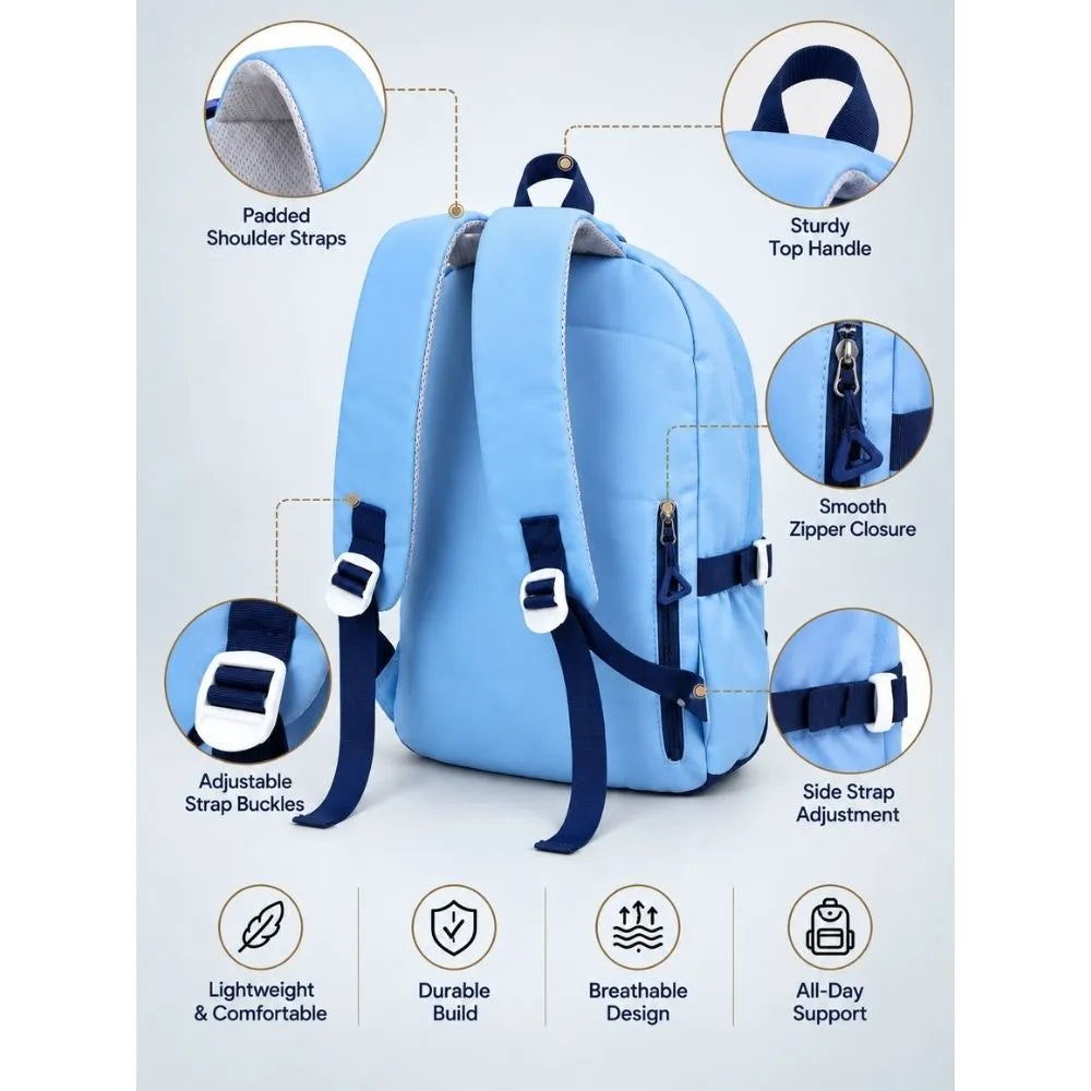 Blue & Brown Teddy Toddler Backpack with Removable Soft Toy for Nursery & Playgroup