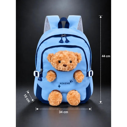Blue & Brown Teddy Toddler Backpack with Removable Soft Toy for Nursery & Playgroup