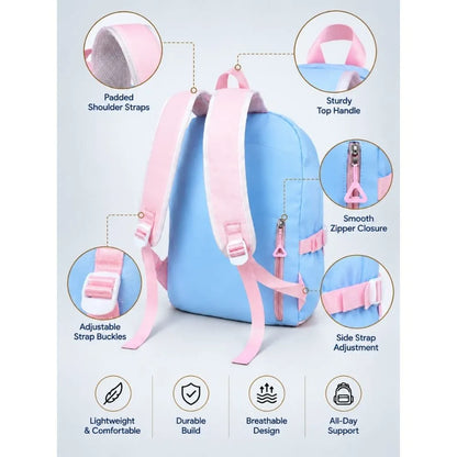 Blue & White Teddy Toddler Backpack with Removable Soft Toy for Nursery & Playgroup