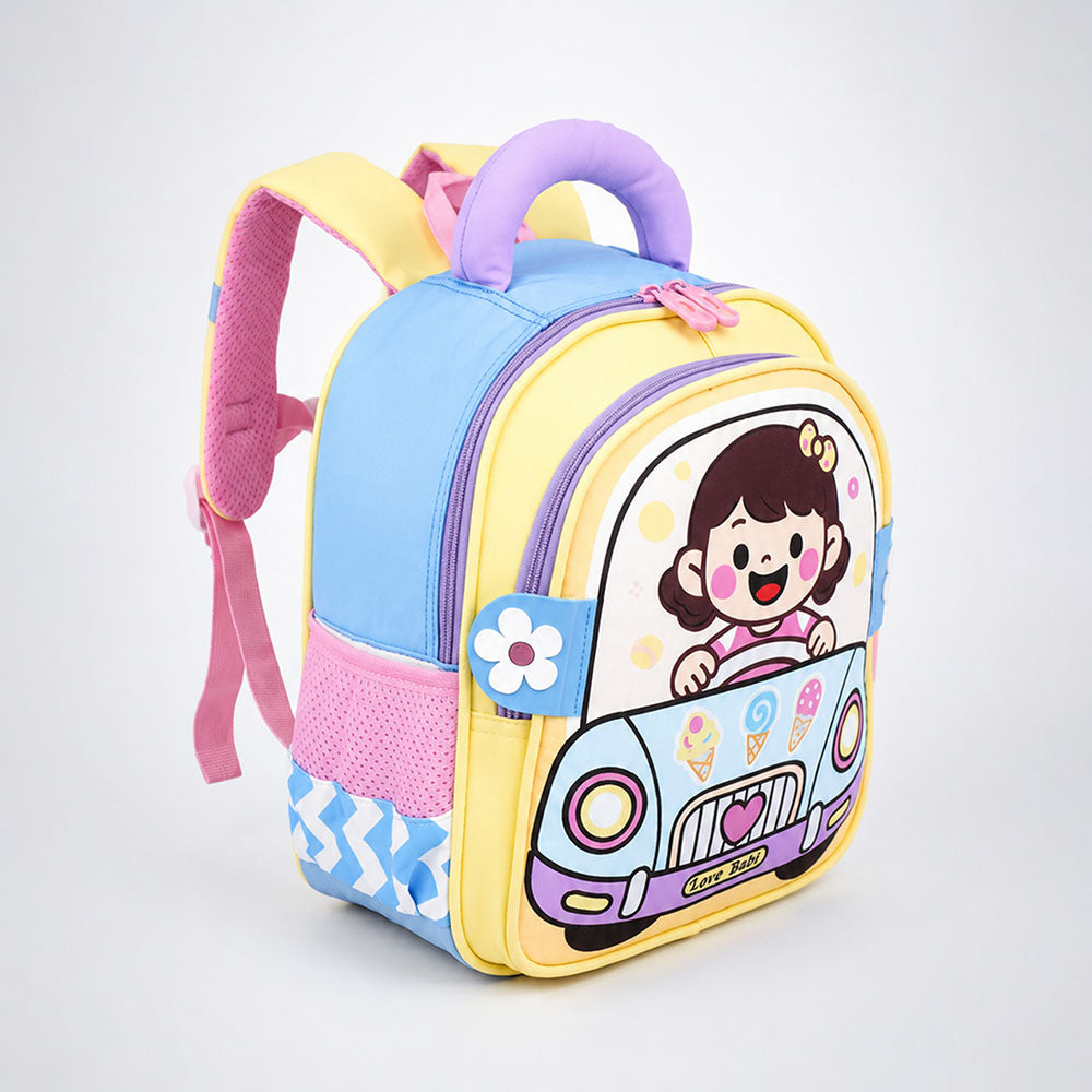 Blue Girl Car Ride Backpack for Toddlers & Kids