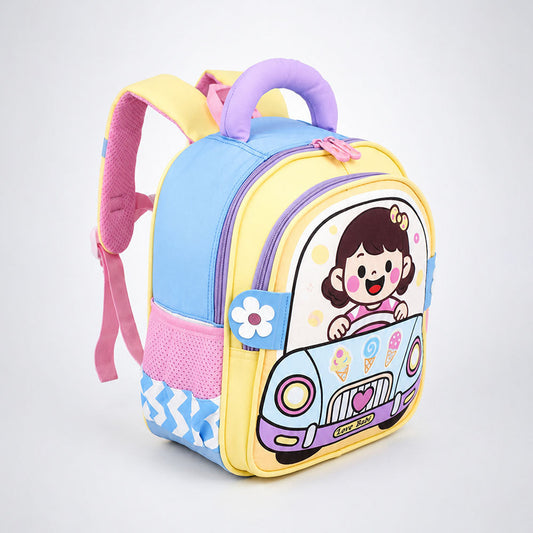 Blue Girl Car Ride Backpack for Toddlers & Kids