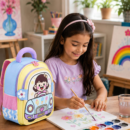 Blue Girl Car Ride Backpack for Toddlers & Kids