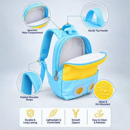 Blue & Yellow Crocodile Toddler Backpack with Removable Soft Toy for Nursery & Playgroup