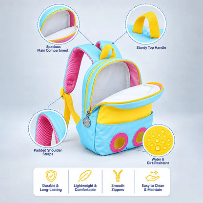 Blue & Yellow Tiger Toddler Backpack with Removable Soft Toy for Nursery & Playgroup