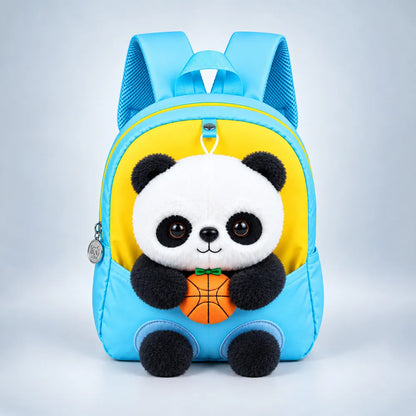 Blue & Yellow Panda Toddler Backpack with Removable Soft Toy for Nursery & Playgroup