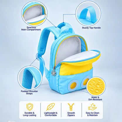 Blue & Yellow Panda Toddler Backpack with Removable Soft Toy for Nursery & Playgroup