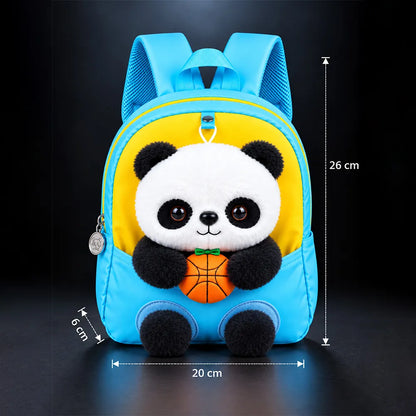 Blue & Yellow Panda Toddler Backpack with Removable Soft Toy for Nursery & Playgroup