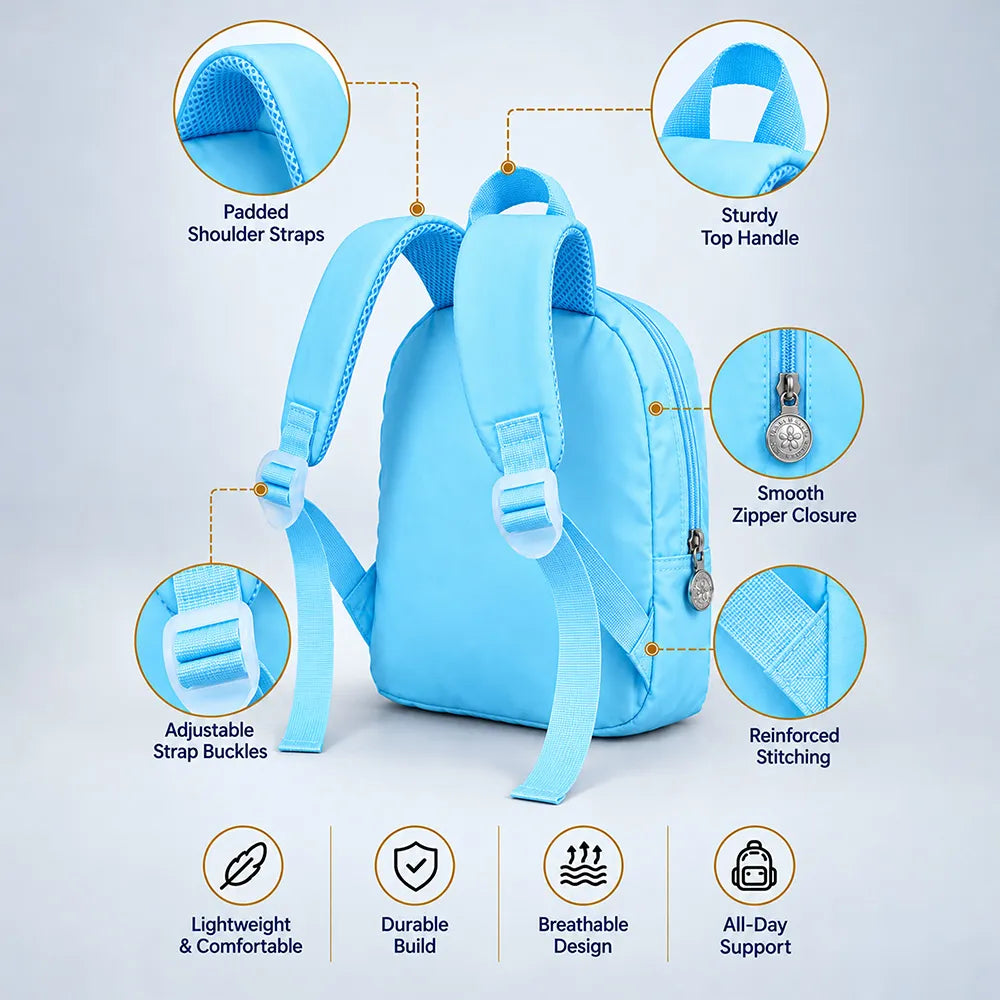 Blue & Yellow Squirrel Toddler Backpack with Removable Soft Toy for Nursery & Playgroup