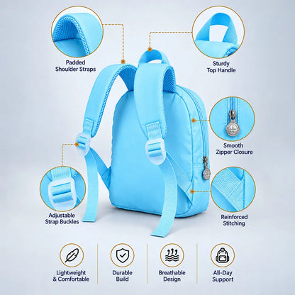 Blue & Yellow Squirrel Toddler Backpack with Removable Soft Toy for Nursery & Playgroup