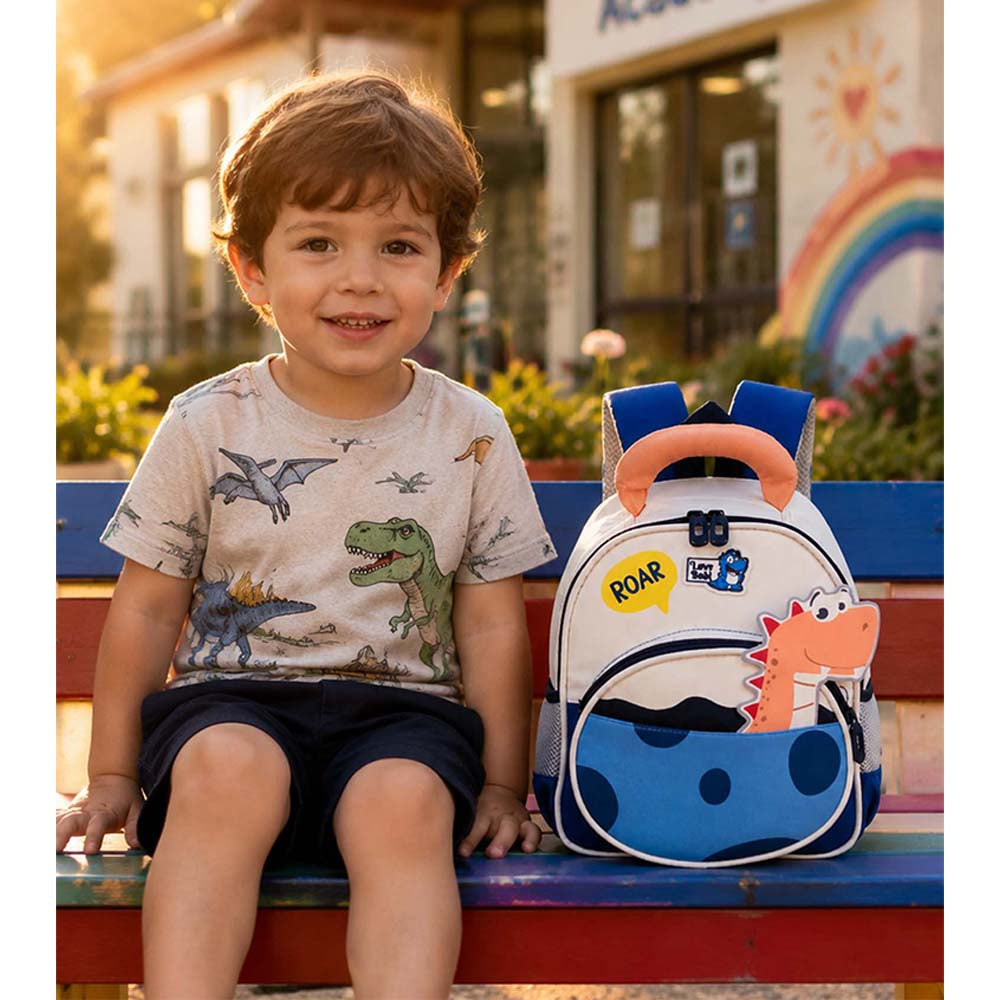 Roar Blue Orange Dino Backpack for Toddlers & Kids