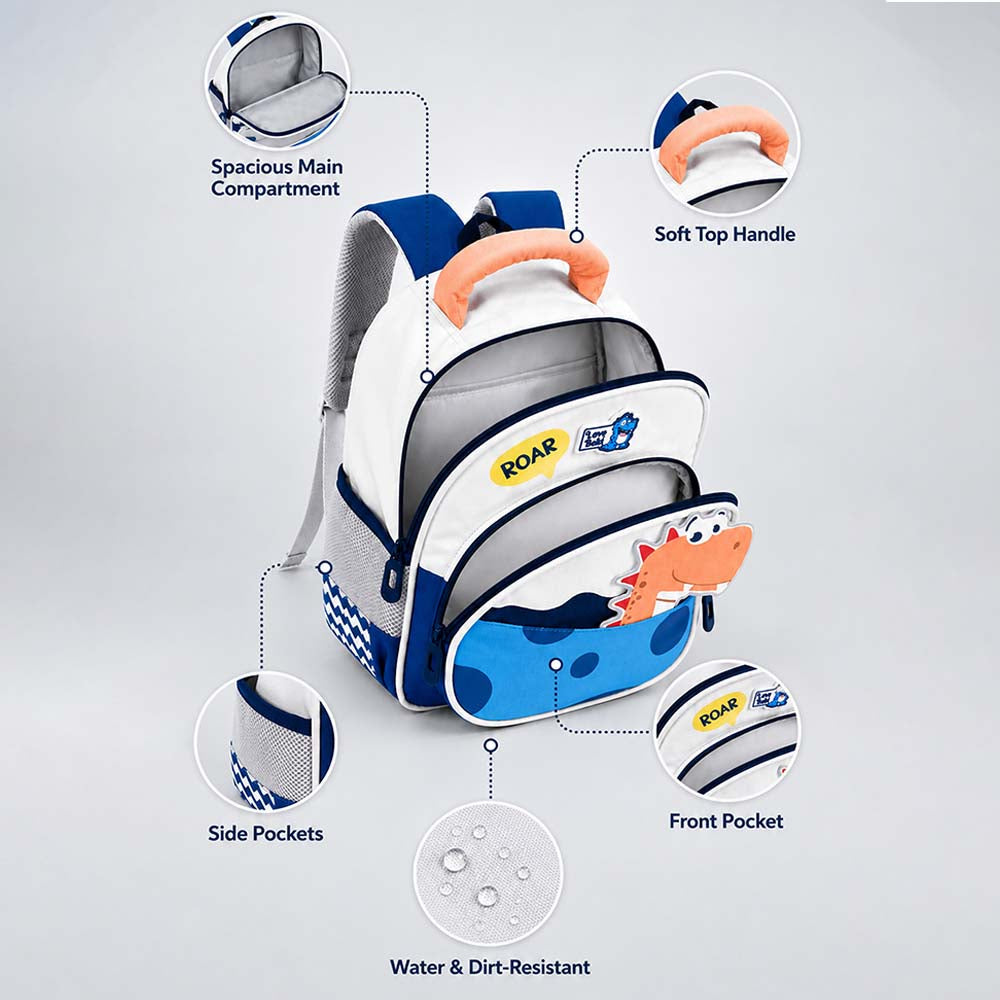 Roar Blue Orange Dino Backpack for Toddlers & Kids