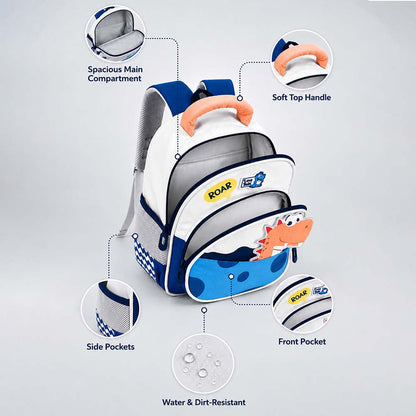 Roar Blue Orange Dino Backpack for Toddlers & Kids