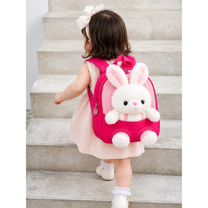 Fuchsia Bunny Toddler Backpack with Removable Soft Toy for Nursery & Playgroup