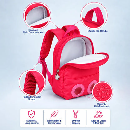 Fuchsia Bunny Toddler Backpack with Removable Soft Toy for Nursery & Playgroup