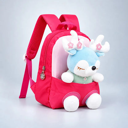 Fuchsia Pink Reindeer Backpack with Removable Soft Toy for Toddlers