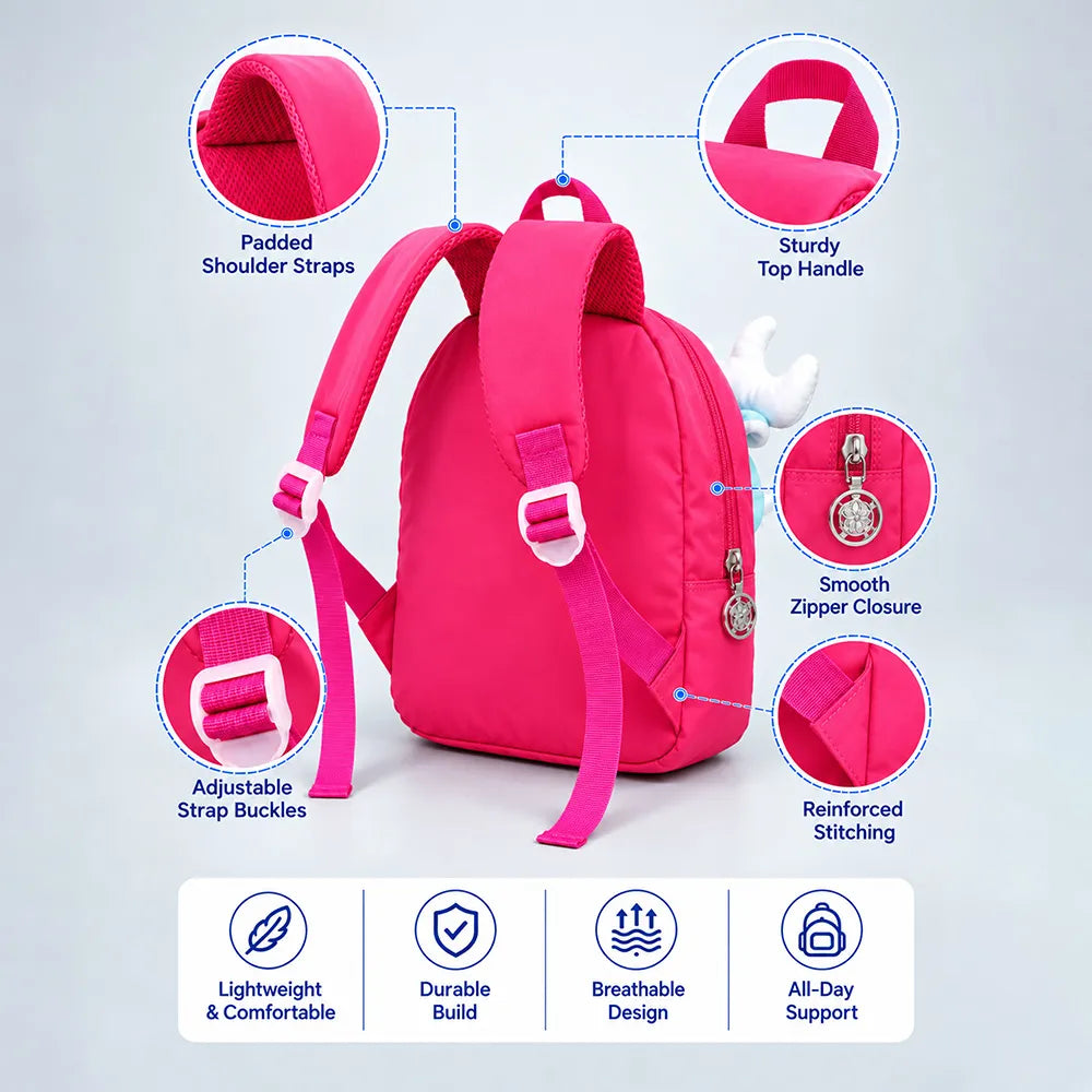 Fuchsia Pink Reindeer Backpack with Removable Soft Toy for Toddlers