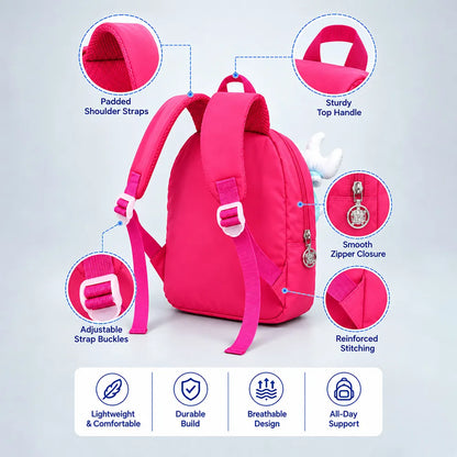 Fuchsia Pink Reindeer Backpack with Removable Soft Toy for Toddlers