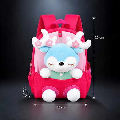 Fuchsia Pink Reindeer Backpack with Removable Soft Toy for Toddlers